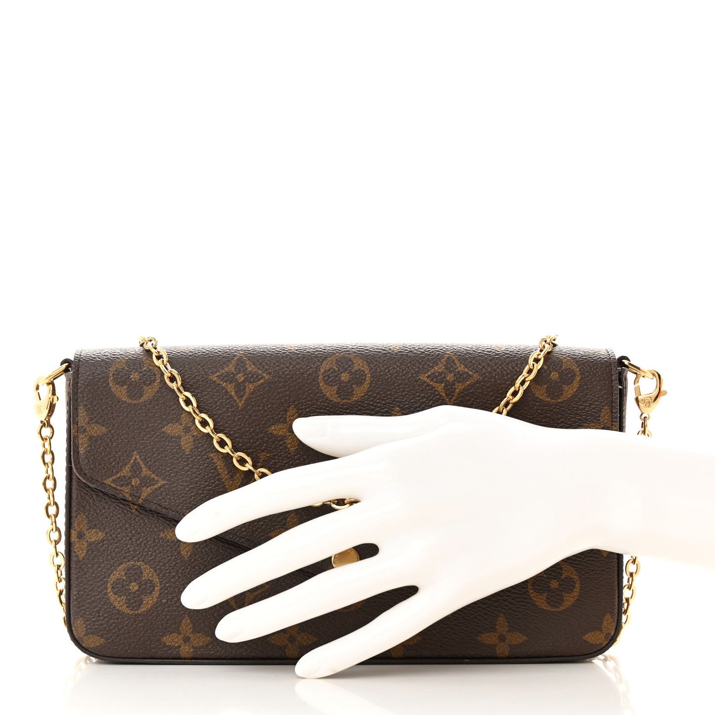 Monogram Pochette Felicie Chain Wallet Fuchsia