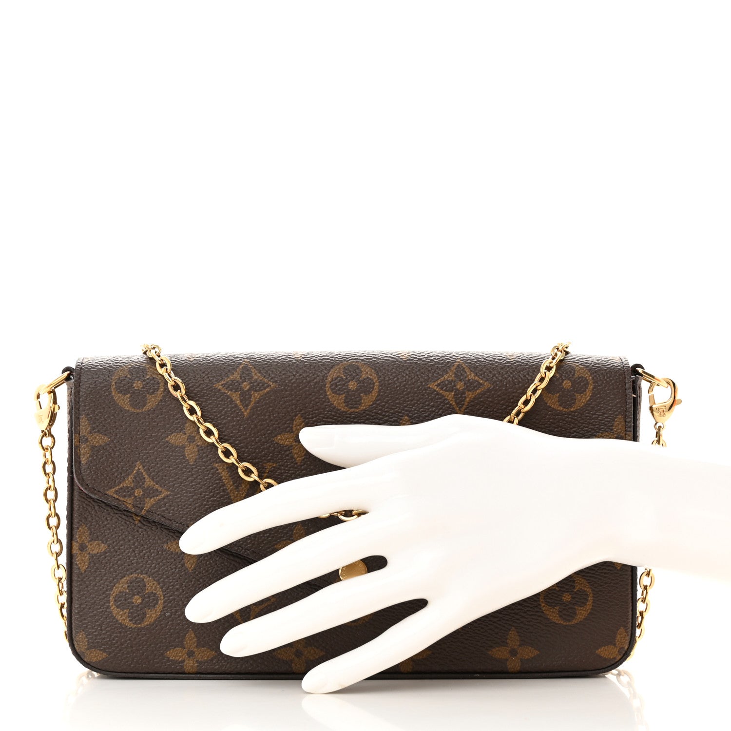 Louis Vuitton Monogram Pochette Felicie Chain Wallet Fuchsia 3 of 12