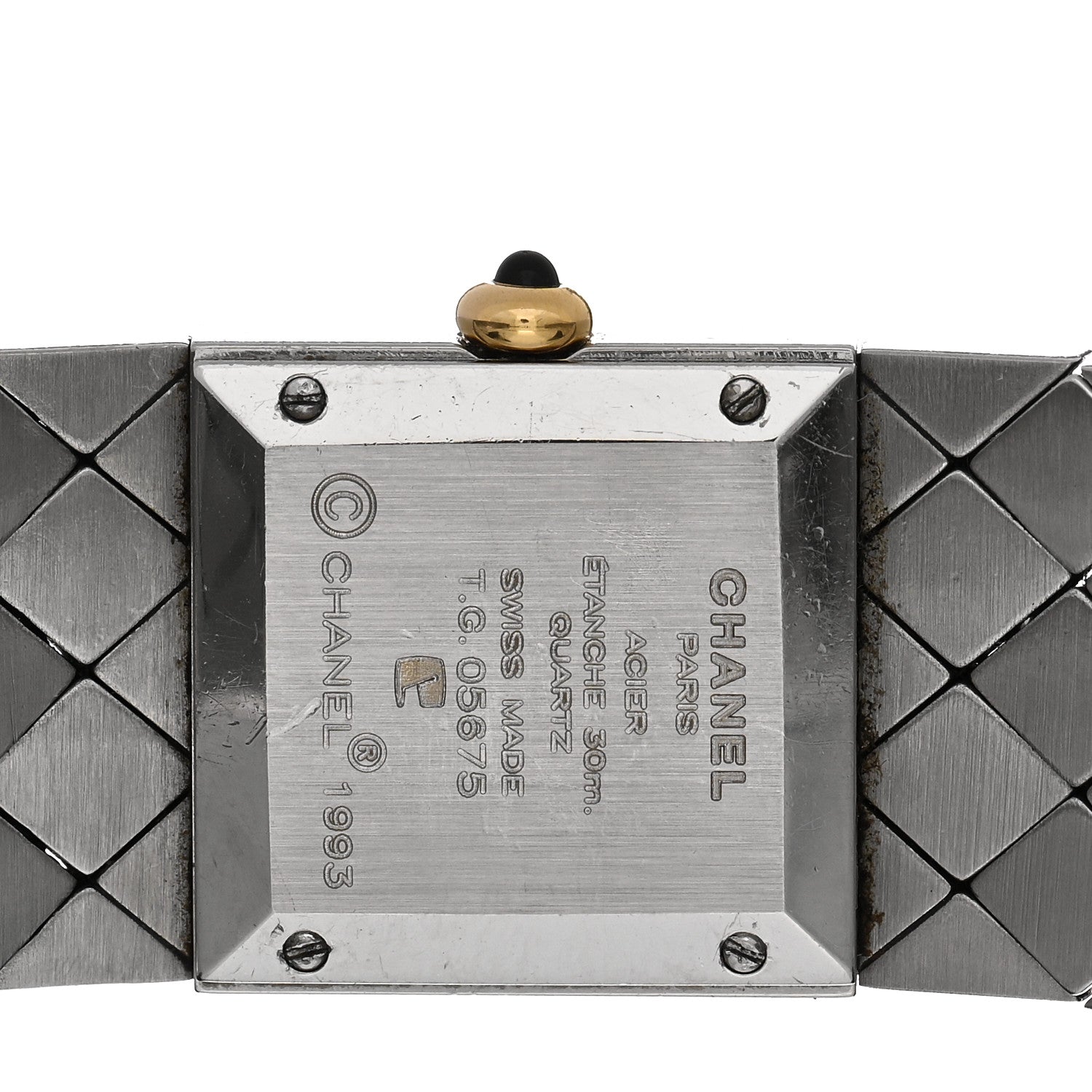 Chanel Stainless Steel 19mm Quilted Matelasse Quartz Watch Black Gold 4 of 4