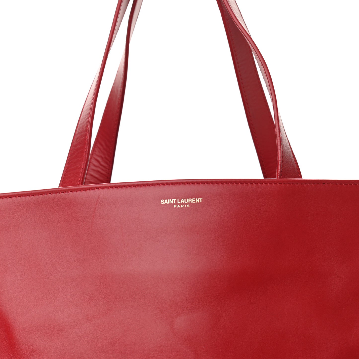 Calfskin Suede North South Reversible Shopping Tote Red