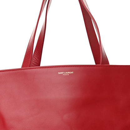 Saint Laurent Calfskin Suede North South Reversible Shopping Tote Red 7 of 10