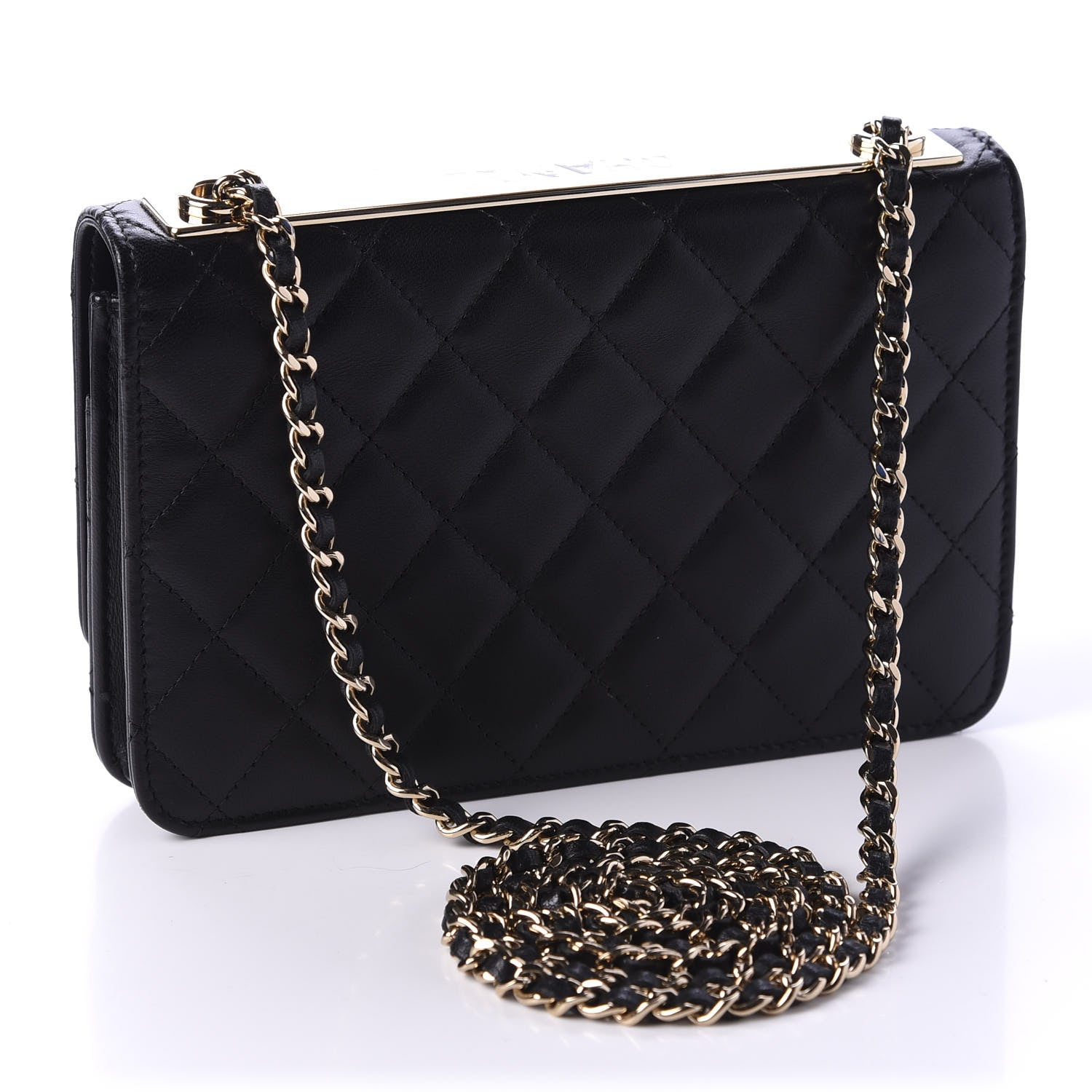 Chanel Lambskin Quilted Trendy CC Wallet On Chain WOC Black 3 of 12