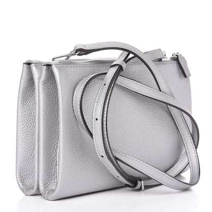 MCM Grained Calfskin Milla Double Crossbody Bag Spike Silver 3 of 6
