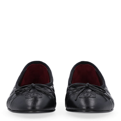Chanel Aged Calfskin Quilted CC Cap Toe Ballerina Flats 36 Black 3 of 10