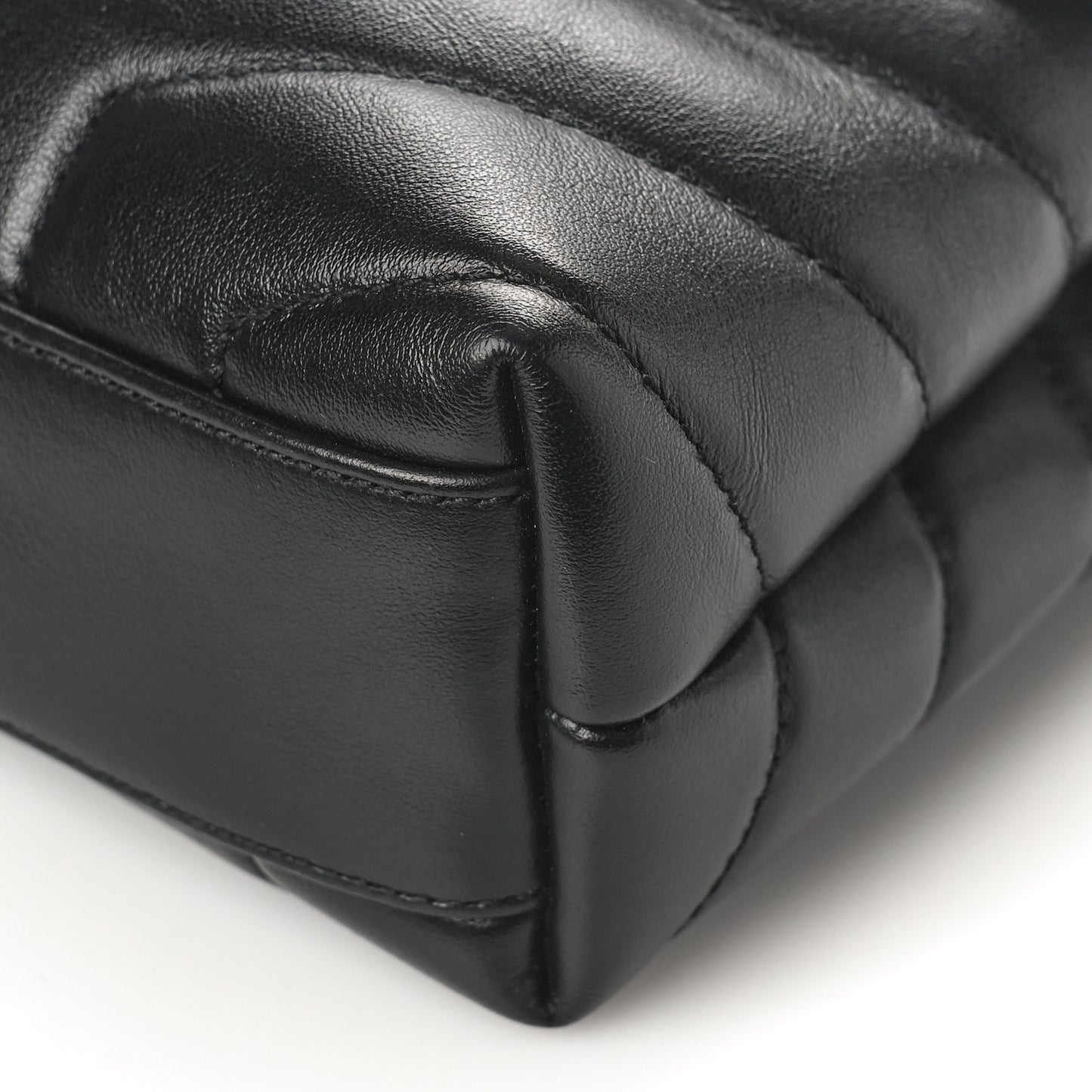 Calfskin Y Quilted Monogram Monochrome Toy Loulou Crossbody Bag Black