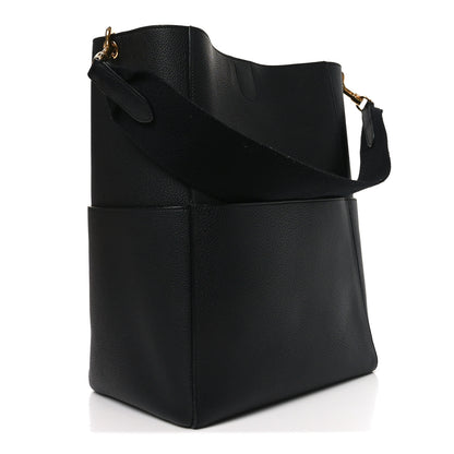 Celine Soft Grained Calfskin Sangle Bucket Bag Black 3 of 9
