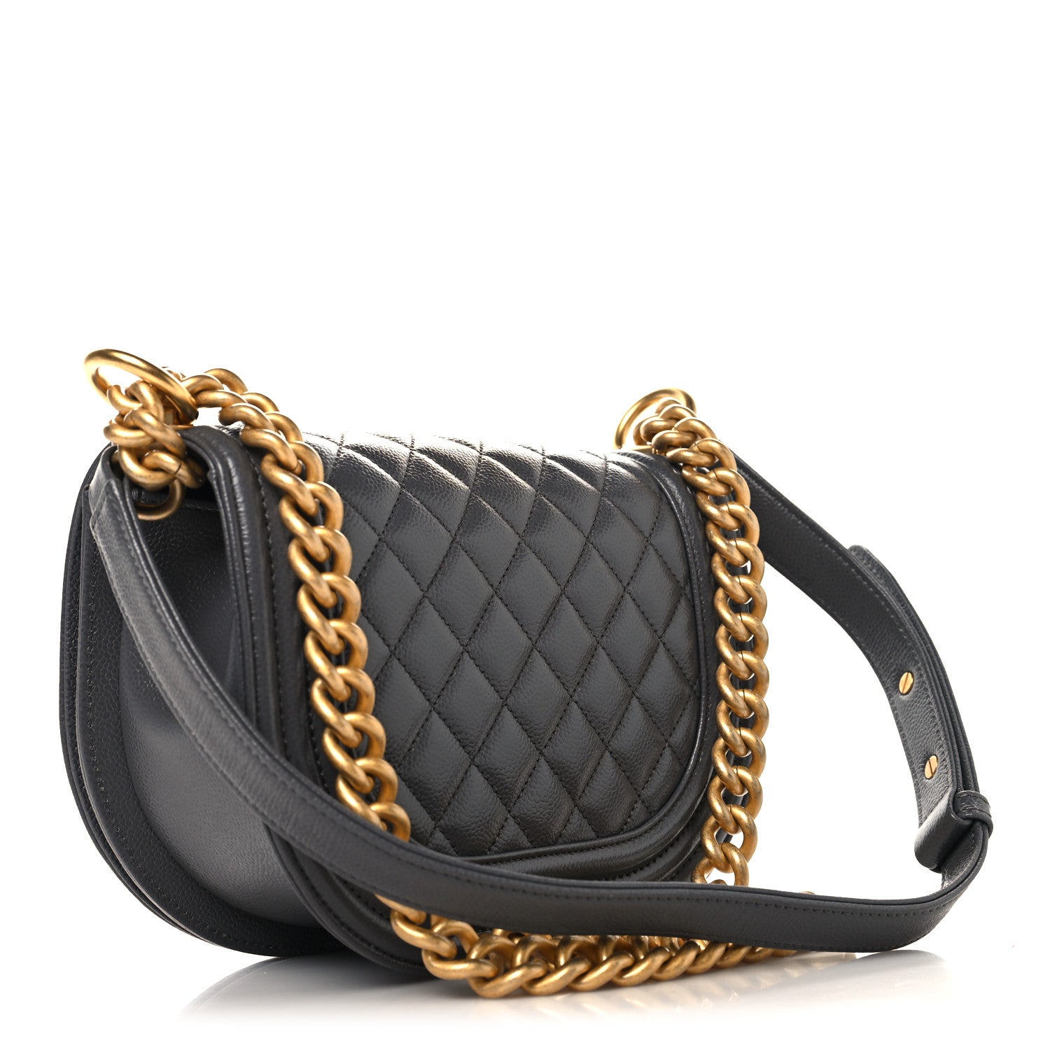 Chanel Caviar Quilted Small Boy Messenger Bag Dark Grey 3 of 10