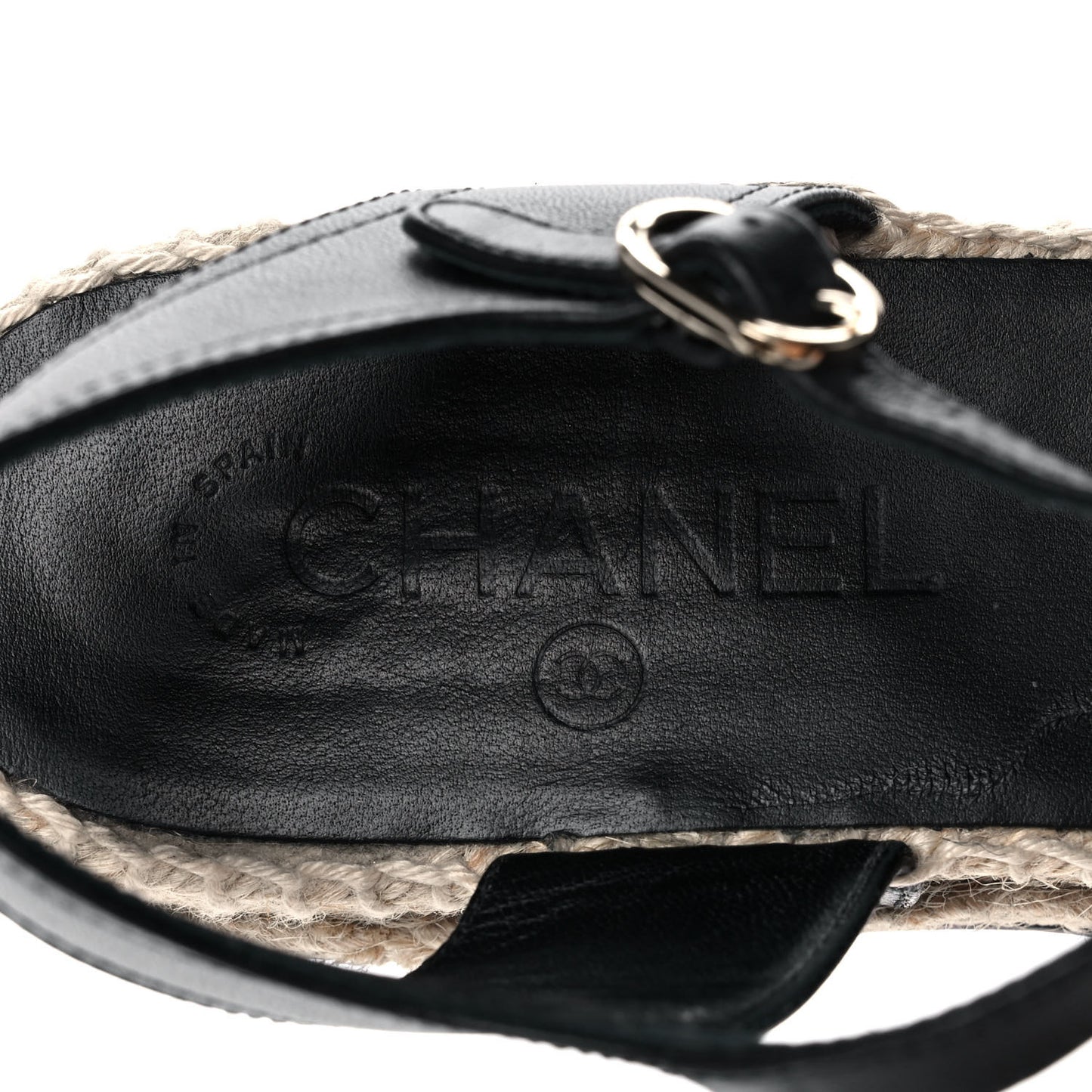 Lambskin Cap Toe CC Espadrilles Sandals 38 Black