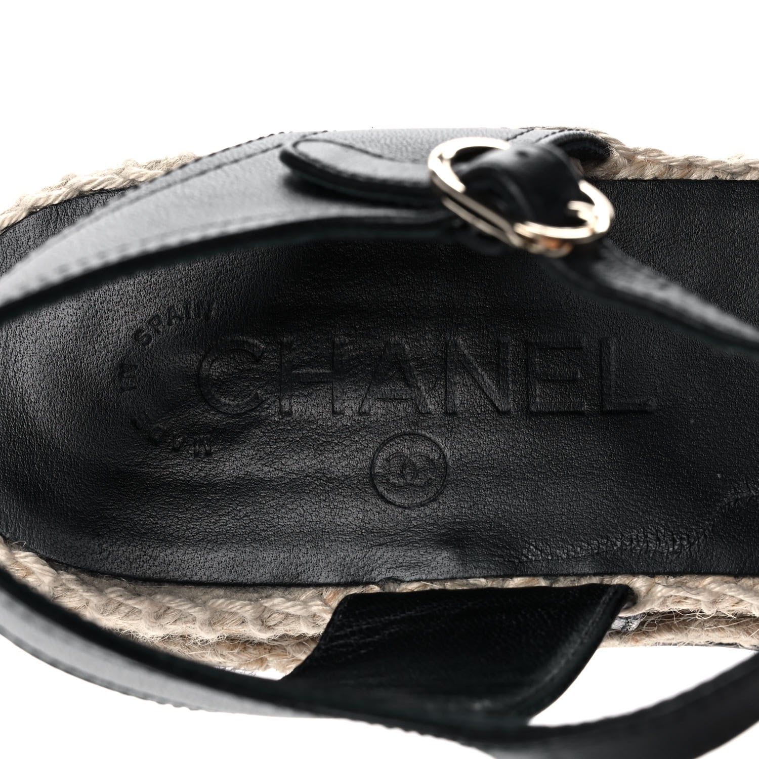 Chanel Lambskin Cap Toe CC Espadrilles Sandals 38 Black 7 of 9