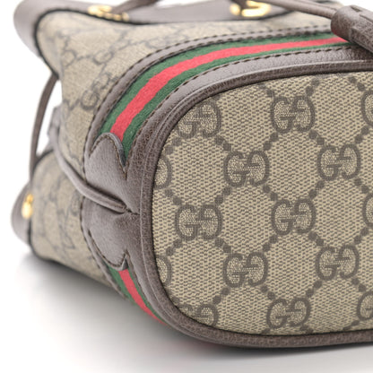 Gucci GG Supreme Monogram Web Mini Ophidia Bucket Bag Brown 8 of 9