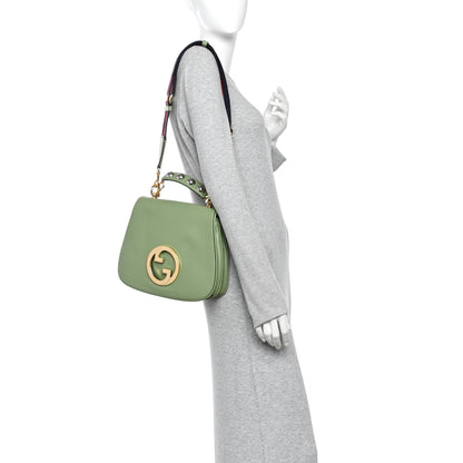 Gucci Roxy Calfskin Web Medium Blondie Top Handle Shoulder Flap Bag Salamander Green 2 of 10