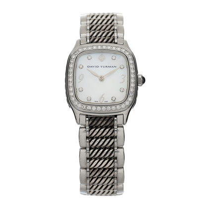 David Yurman Stainless Steel Diamond Bezel Mother of Pearl 25mm Thoroughbred Quartz Watch 1 of 4
