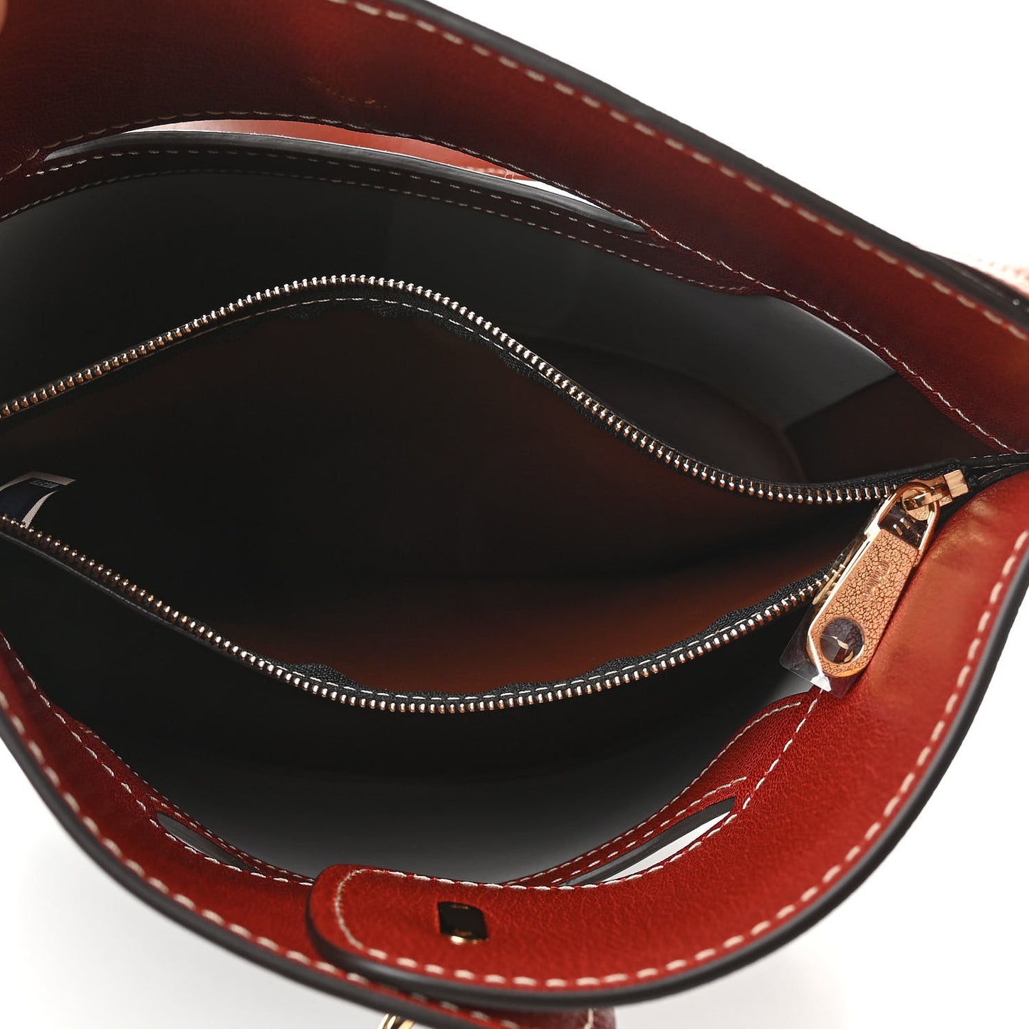 Shiny Calfskin Goatskin Medium Aby Bi-Color Bucket Bag Black
