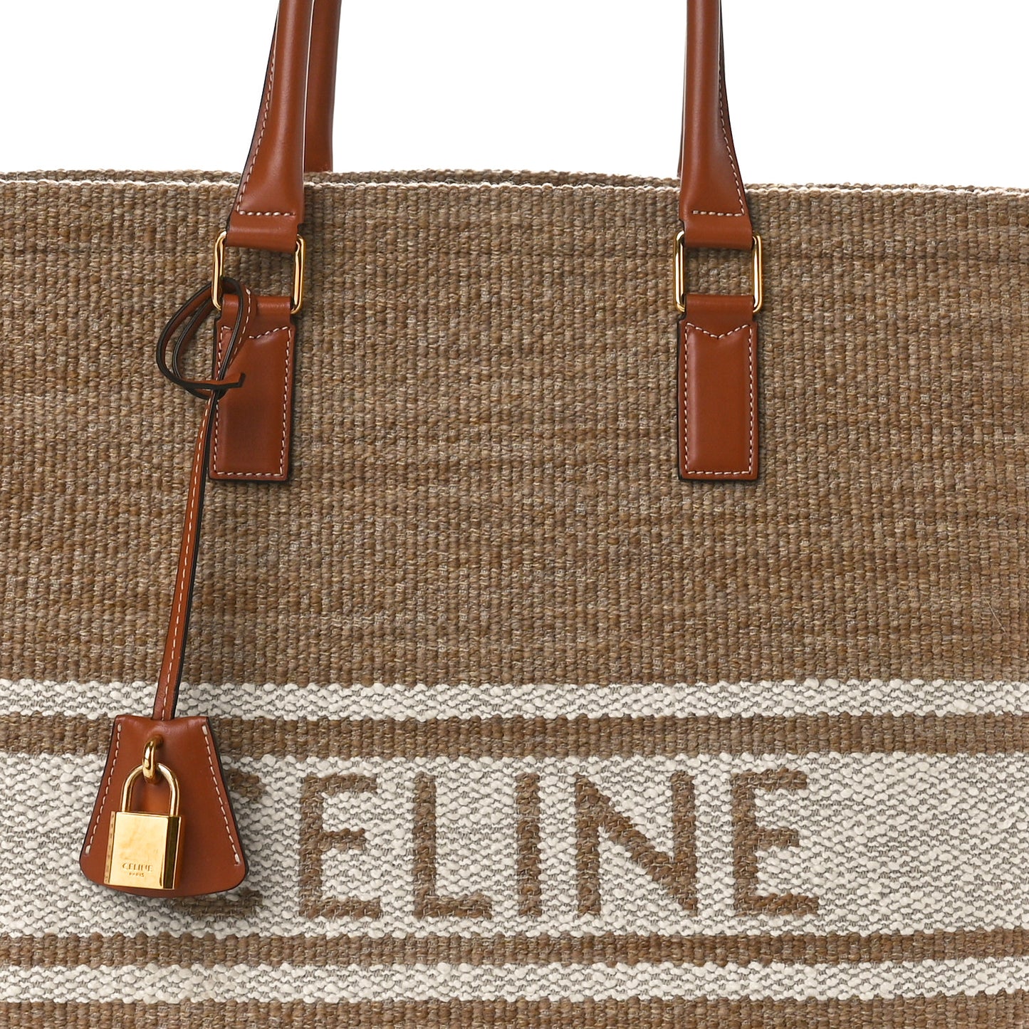 Textile Calfskin Horizontal Cabas Beige Tan