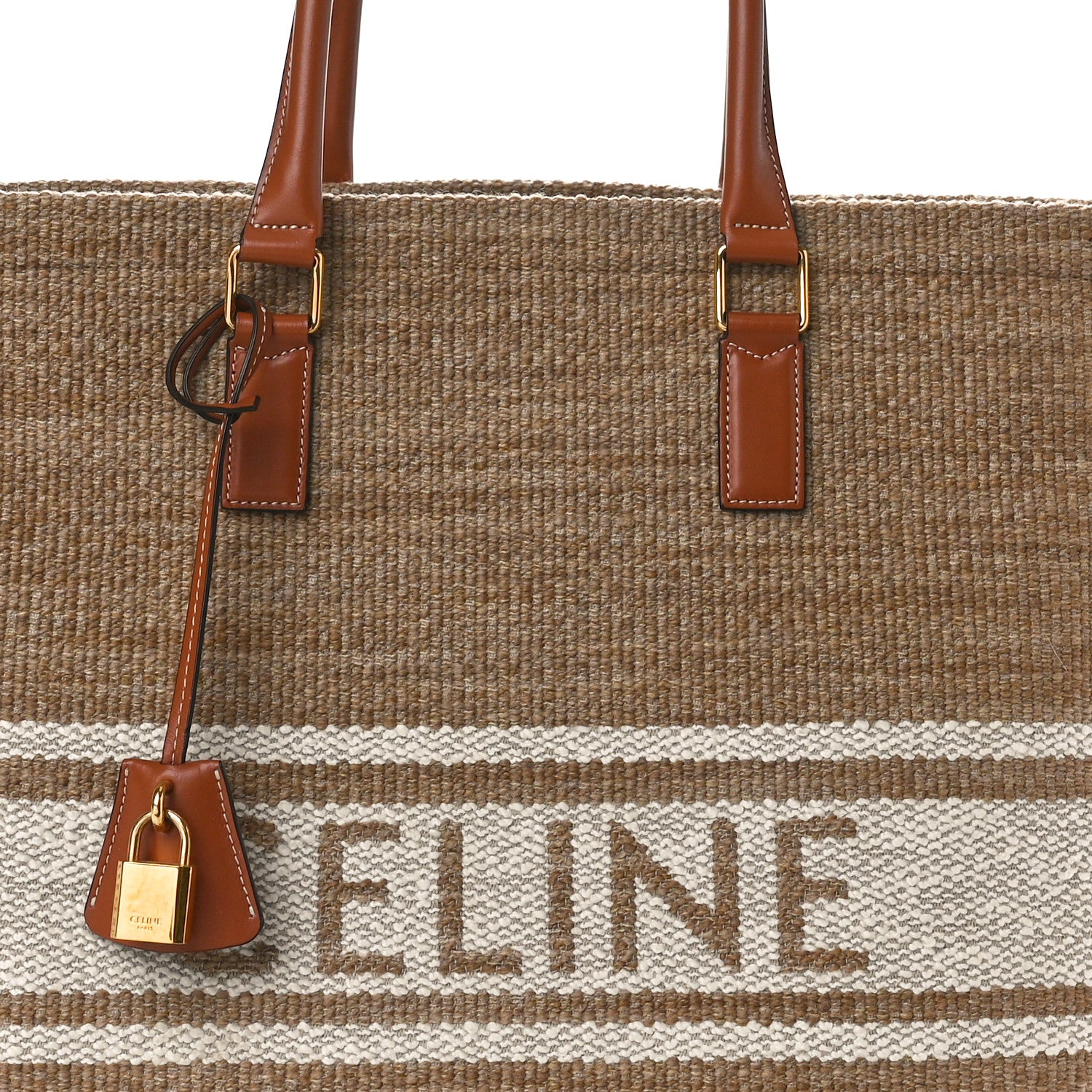 Celine Textile Calfskin Horizontal Cabas Beige Tan 8 of 10
