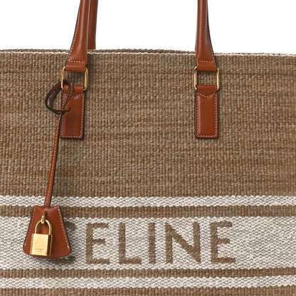 Celine Textile Calfskin Horizontal Cabas Beige Tan 8 of 10