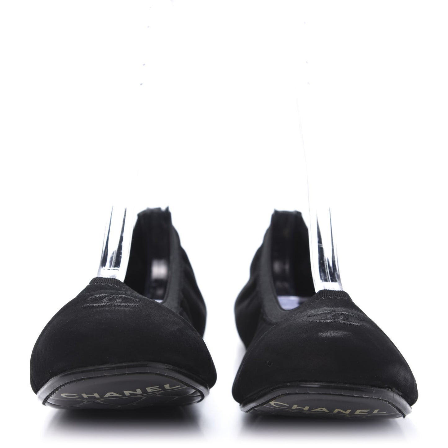 Fabric CC Elastic Cap Toe Ballerina Flats 38 Black Silver