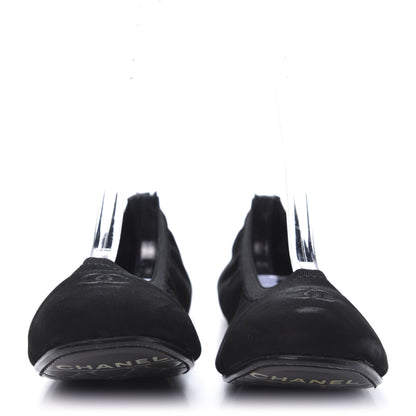 Chanel Fabric CC Elastic Cap Toe Ballerina Flats 38 Black Silver 2 of 8