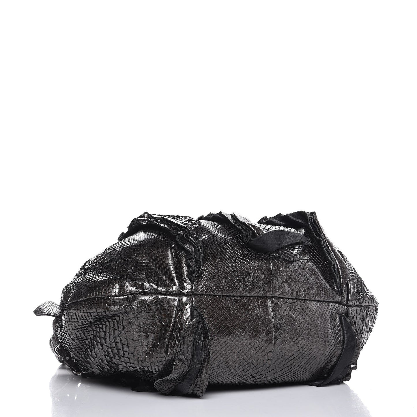 Metallic Python Ruffle Tote
