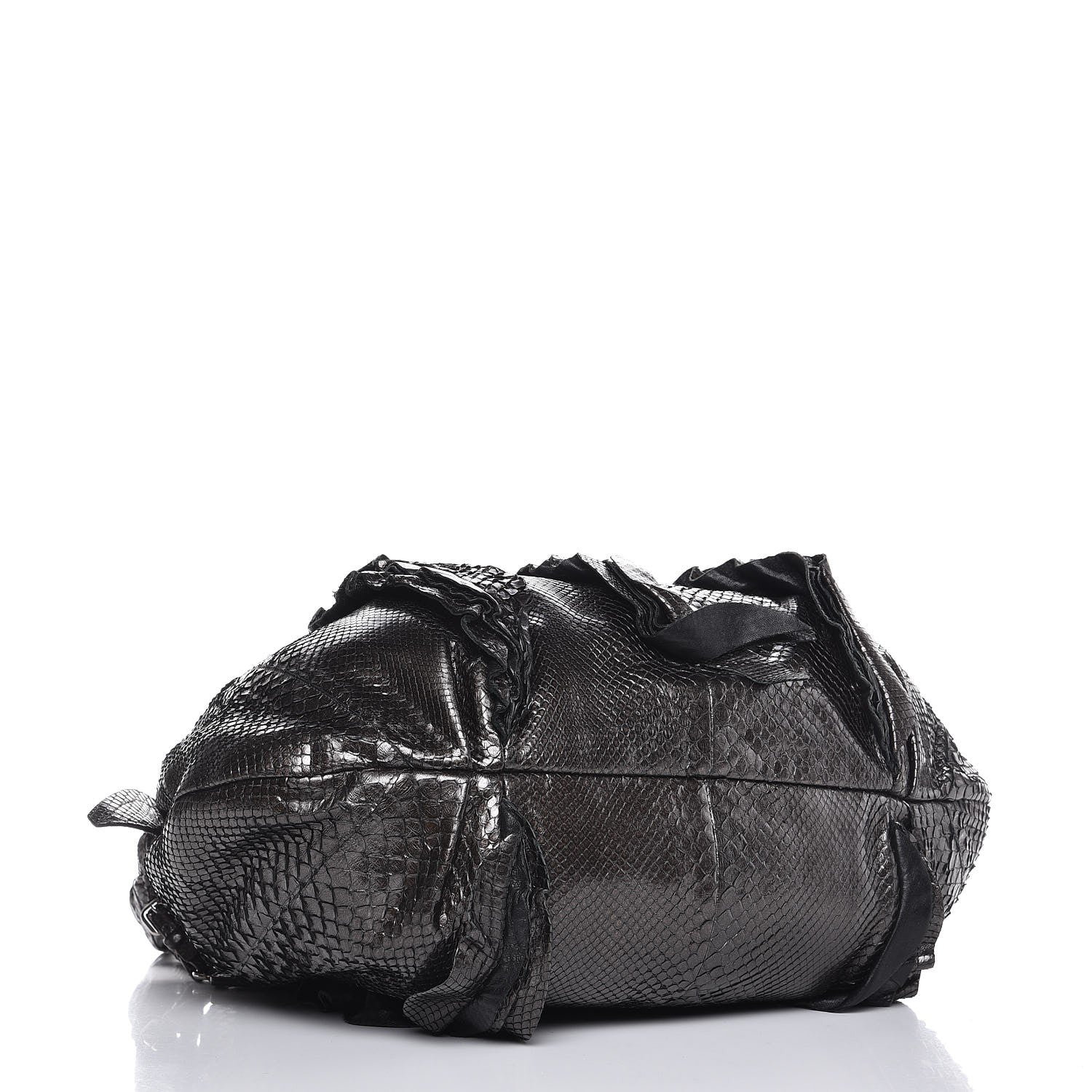 Prada Metallic Python Ruffle Tote 4 of 9