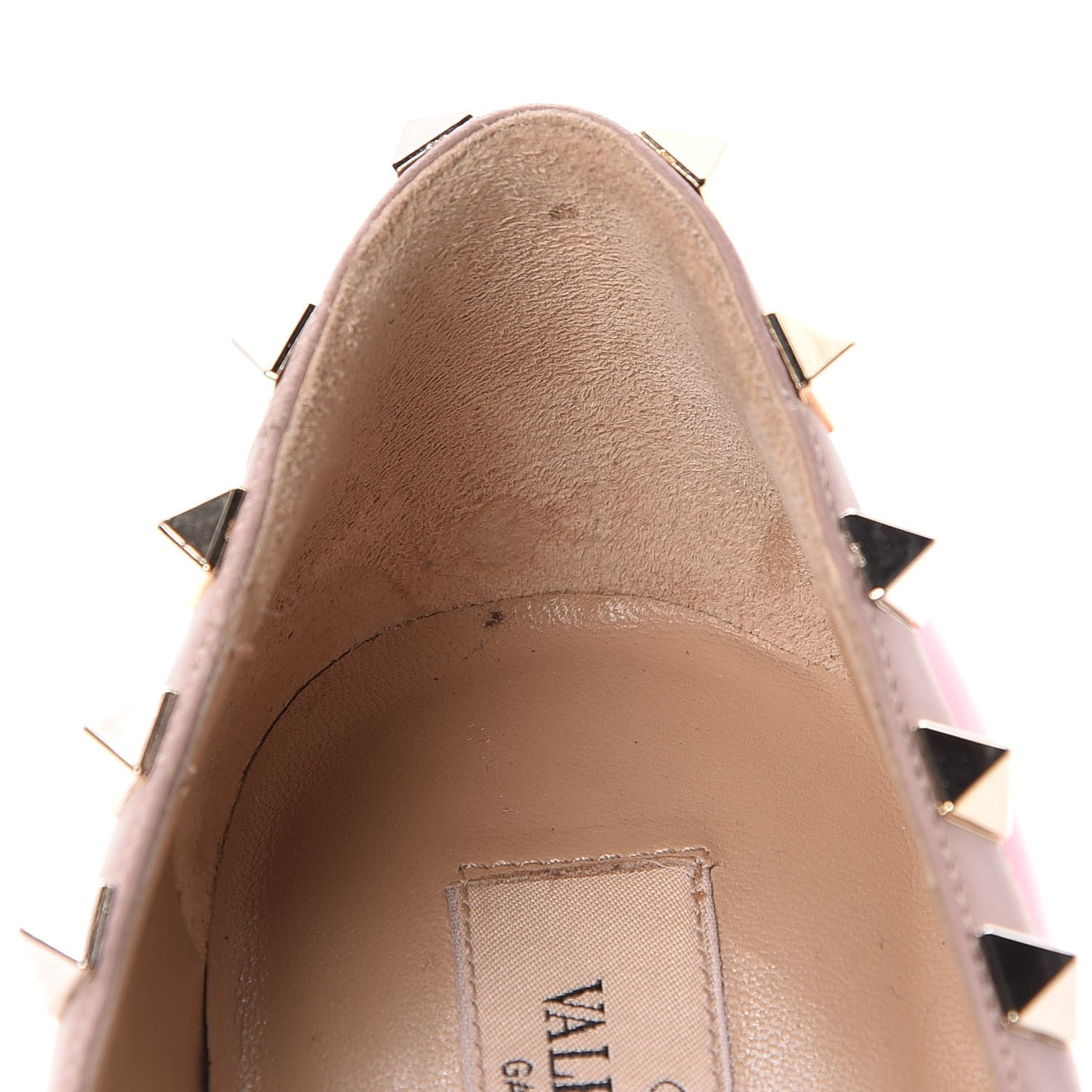 Patent Nappa Rockstud Ballerina Flats 38 Fuxia Fluo Poudre