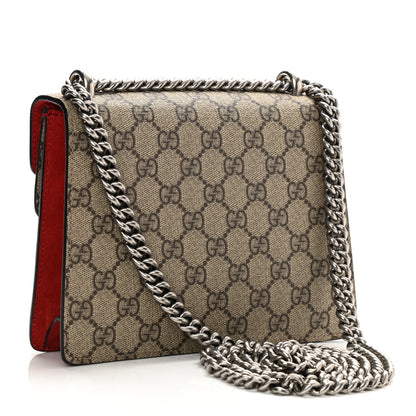 Gucci GG Supreme Monogram Suede Mini Dionysus Shoulder Bag Beige Ebony Vulcanic Red 3 of 8