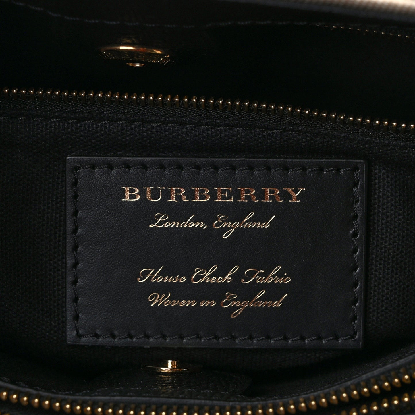 House Check Grainy Calfskin Medium Banner Tote Black