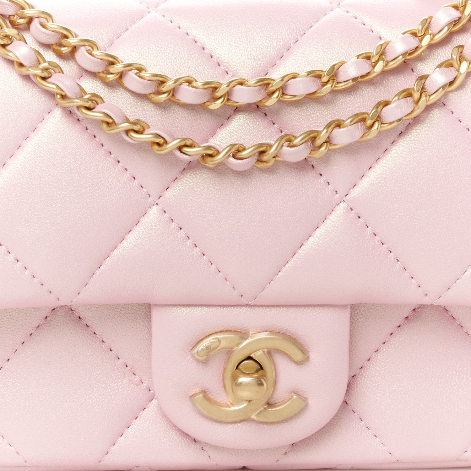 Chanel Pearly Lambskin Pearl Quilted Mini Flap Pink 9 of 12