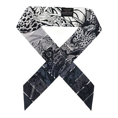 Hermes Silk Jungle Love Rainbow Twilly Gris Black White 1 of 4