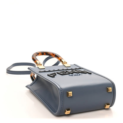 Fendi Vitello King Plexiglass Elaphe Snakeskin Print Logo Mini Fendi Sunshine Shopper Tote Mirto 4 of 10
