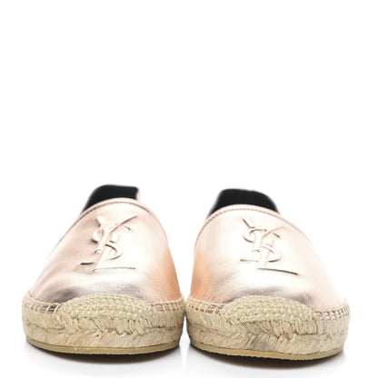 Saint Laurent Metallic Lambskin Monogram Espadrilles 36.5 Blush 2 of 9