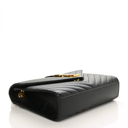 Saint Laurent Grain De Poudre Matelasse Chevron Medium Monogram Satchel Black 4 of 7