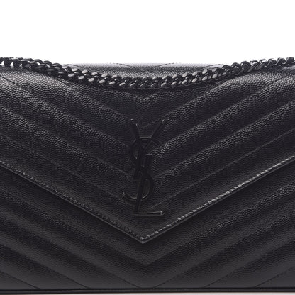 Saint Laurent Grain De Poudre Matelasse Chevron Monogram Chain Wallet Black 10 of 10