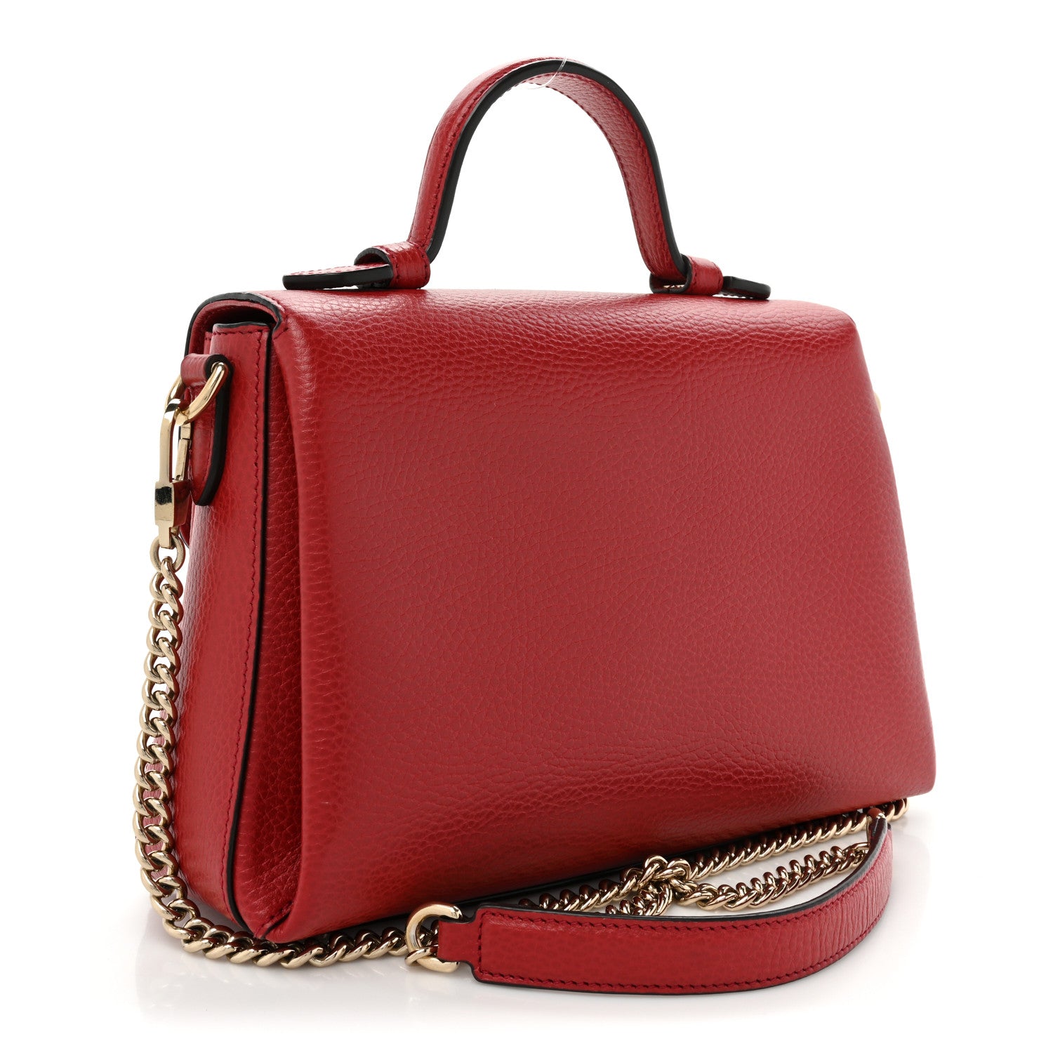 Gucci Dollar Calfskin Interlocking G Top Handle Shoulder Bag Red 3 of 15