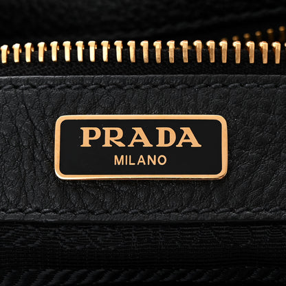Prada Vitello Daino Double Buckle Messenger Bag Black 6 of 10