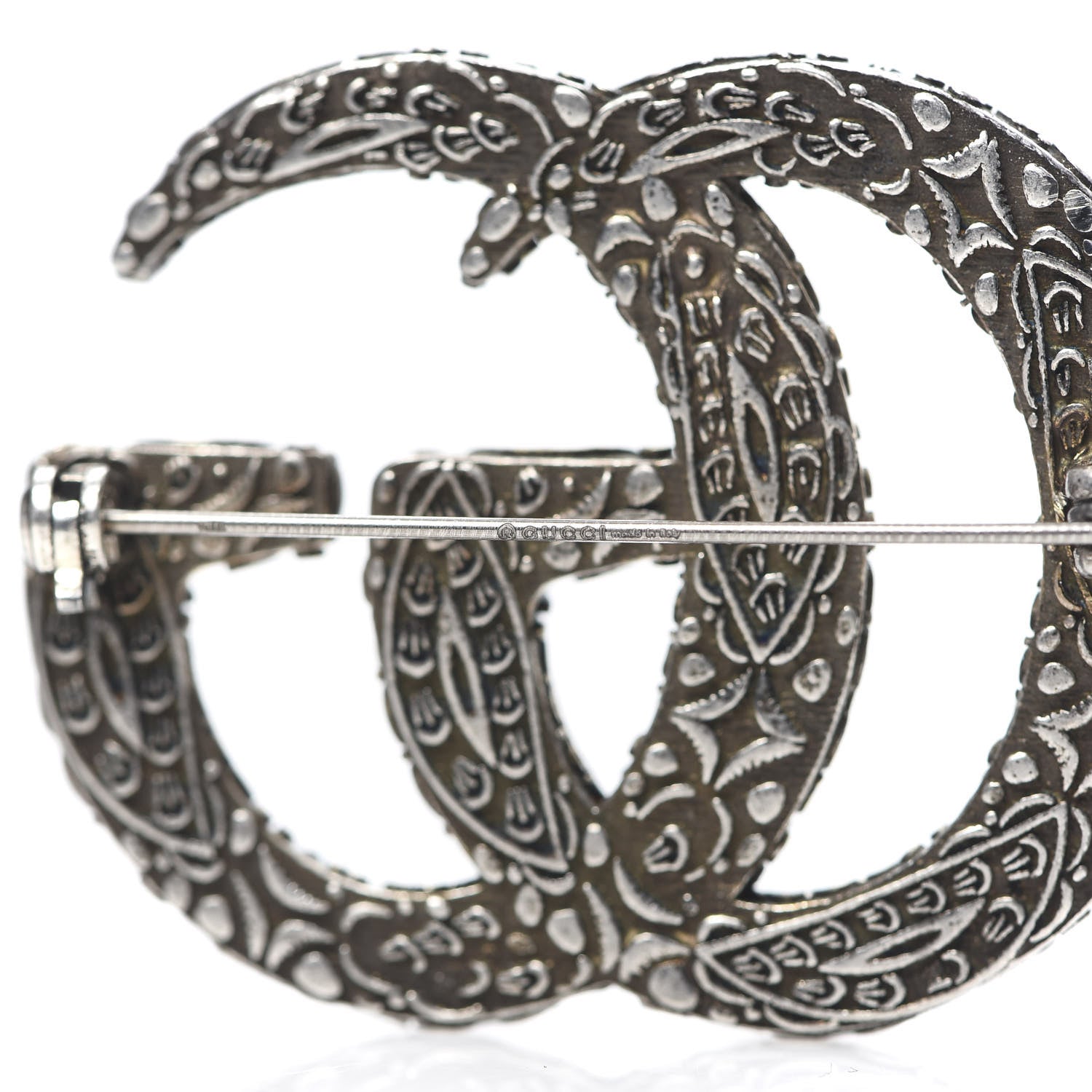 Gucci Sterling Silver Enamel GG Brooch Turquoise 4 of 5