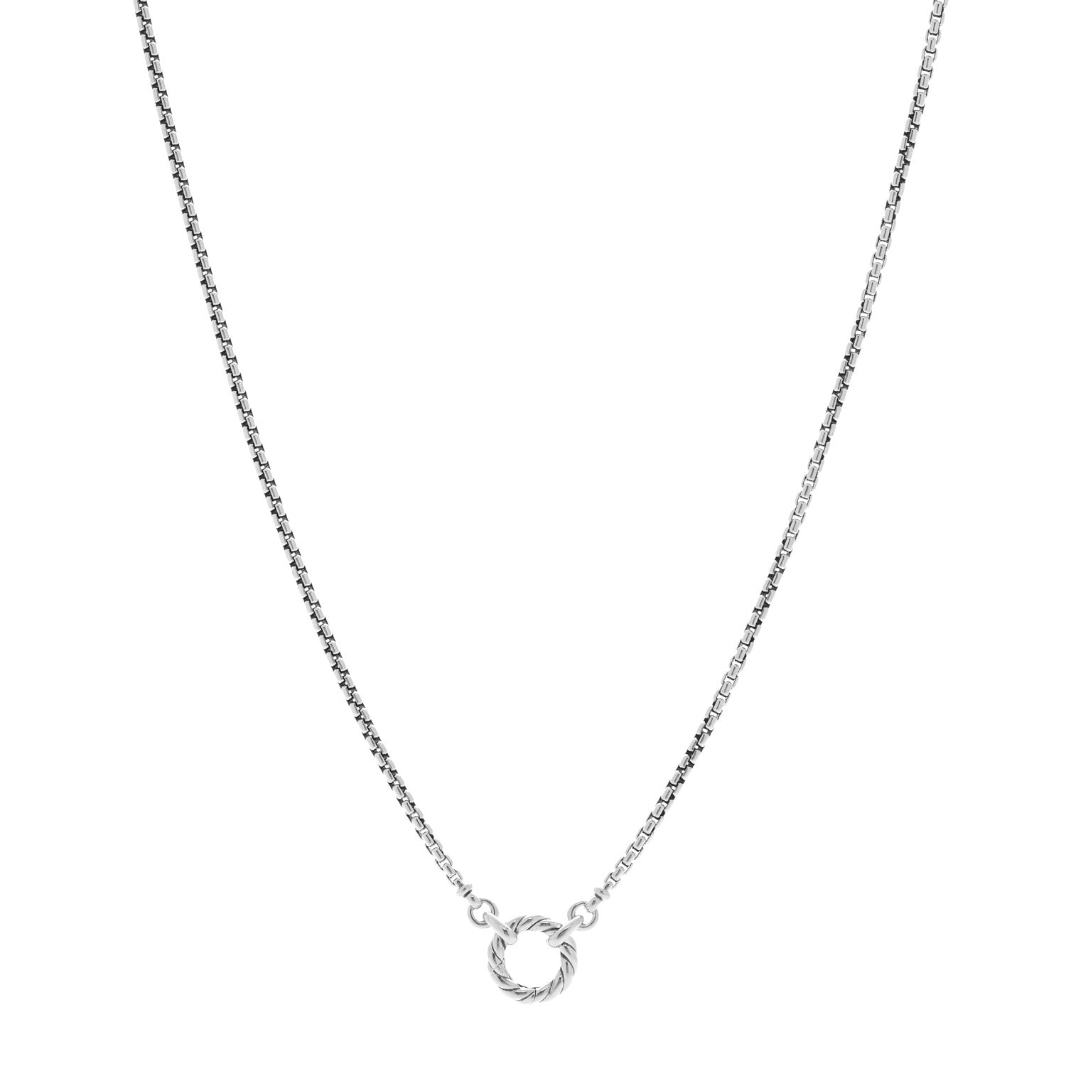 David Yurman Sterling Silver 2.7mm Smooth Amulet Vehicle Box Chain Necklace 1 of 4