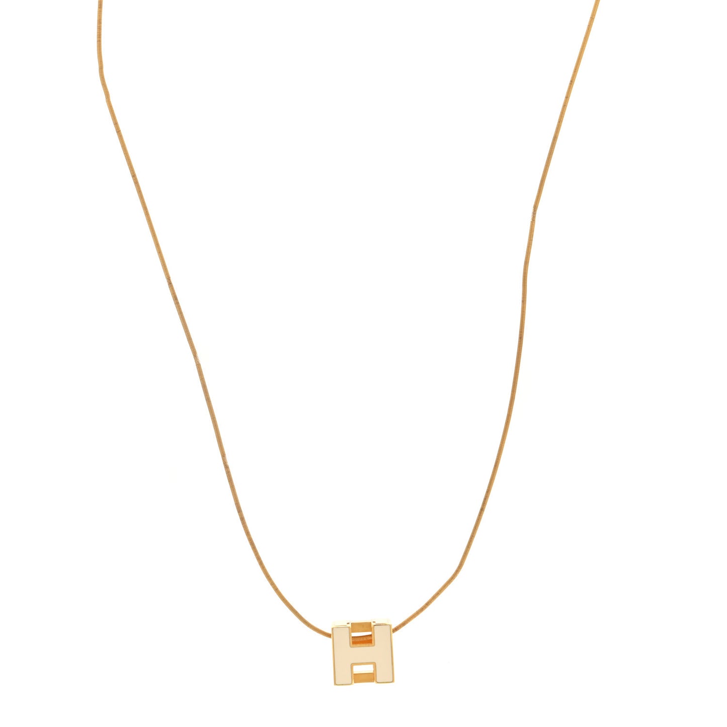 Gold Lacquered Cage d'H Necklace White