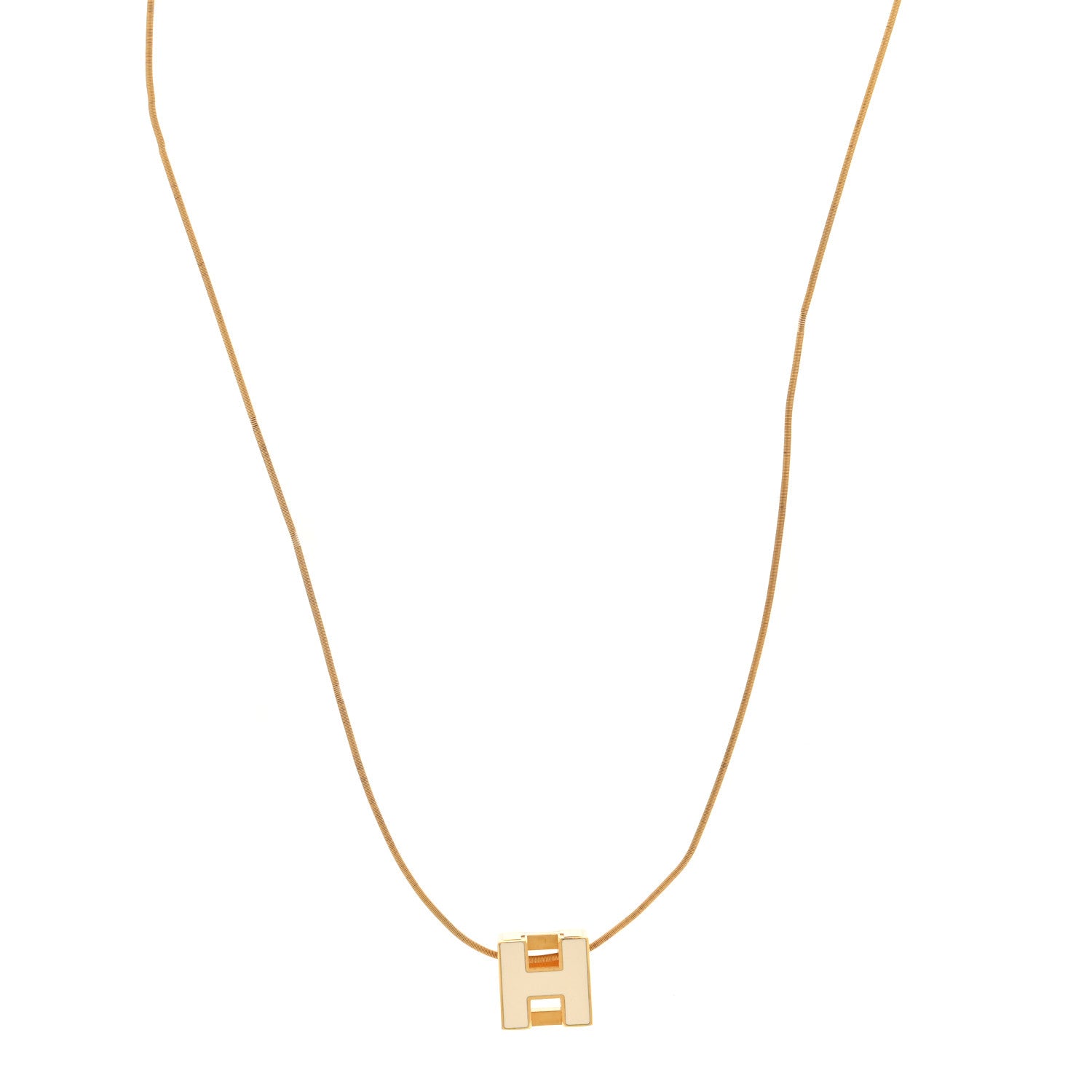 Hermes Gold Lacquered Cage d'H Necklace White 1 of 6