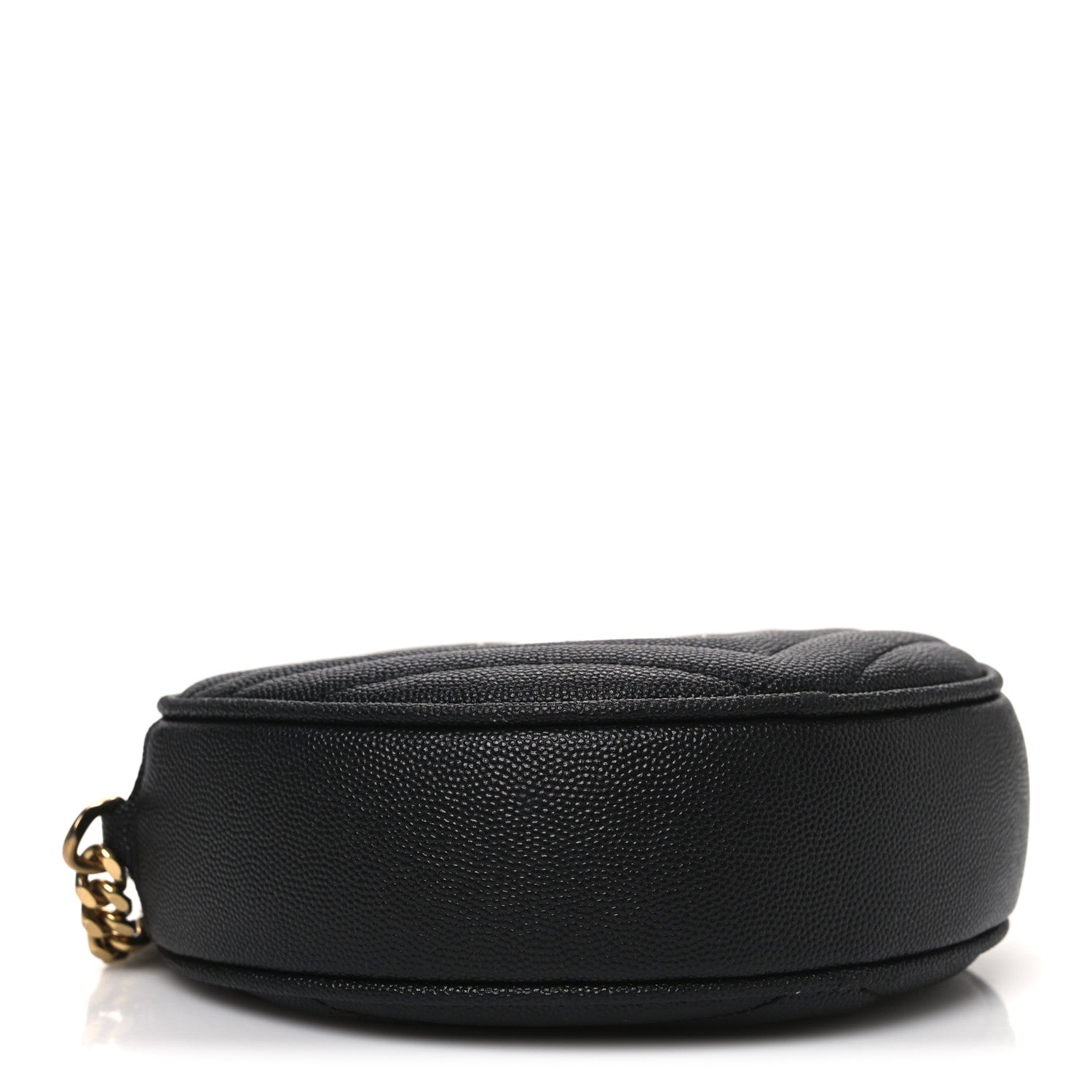 Saint Laurent Grain De Poudre Matelasse Chevron Quilted Round Vinyle Camera Bag Black 4 of 12