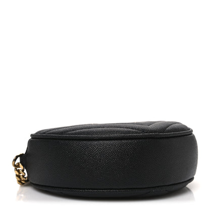 Saint Laurent Grain De Poudre Matelasse Chevron Quilted Round Vinyle Camera Bag Black 4 of 12