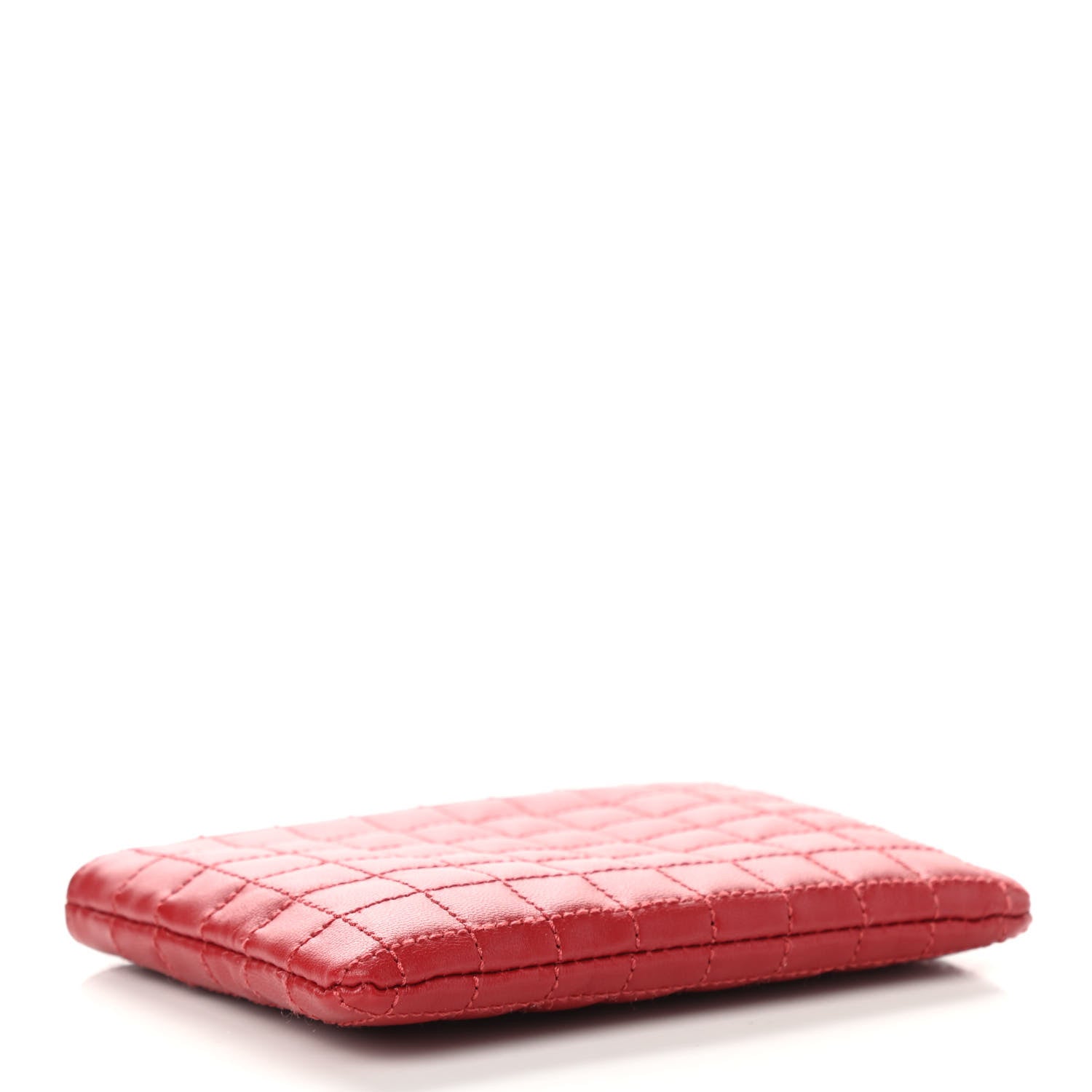 Celine Calfskin Quilted C Charm Coin Card Pouch Red 4 of 9