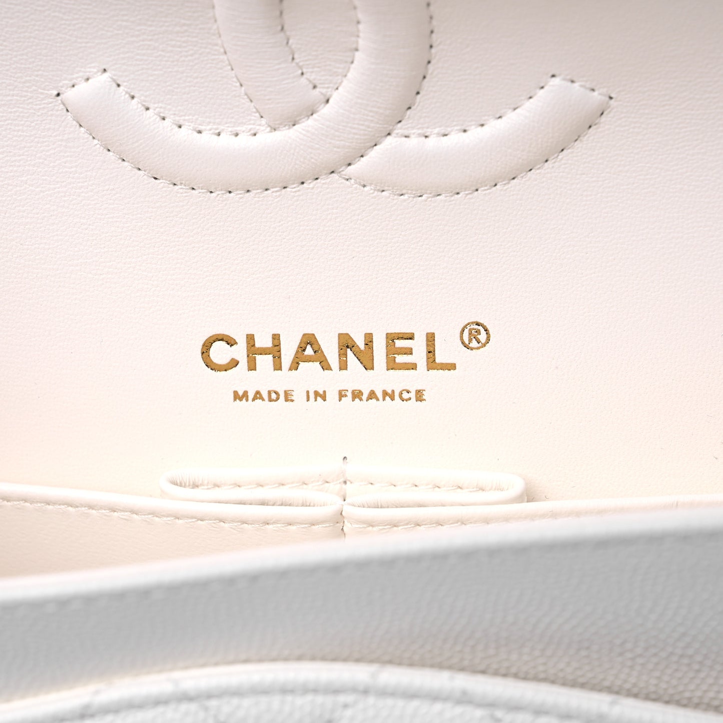 Caviar Quilted Medium Double Flap White