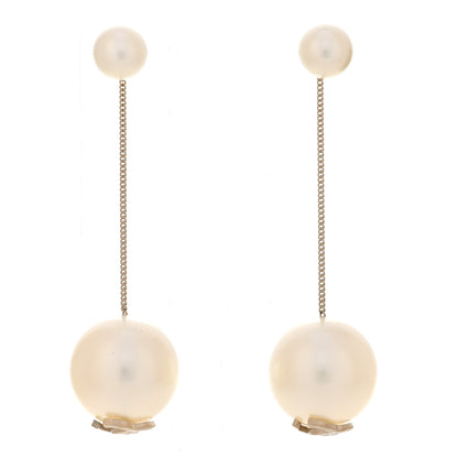 Chanel Pearl CC Chain Drop Earrings Gold 1 of 5