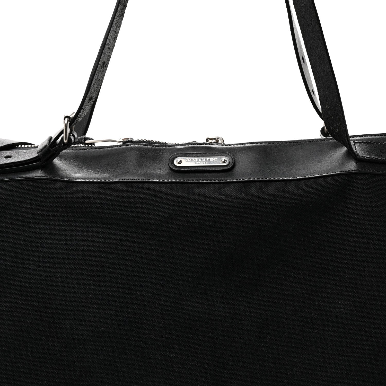 Saint Laurent Canvas Calfskin Embossed Large Convertible ID Bag Black 7 of 11