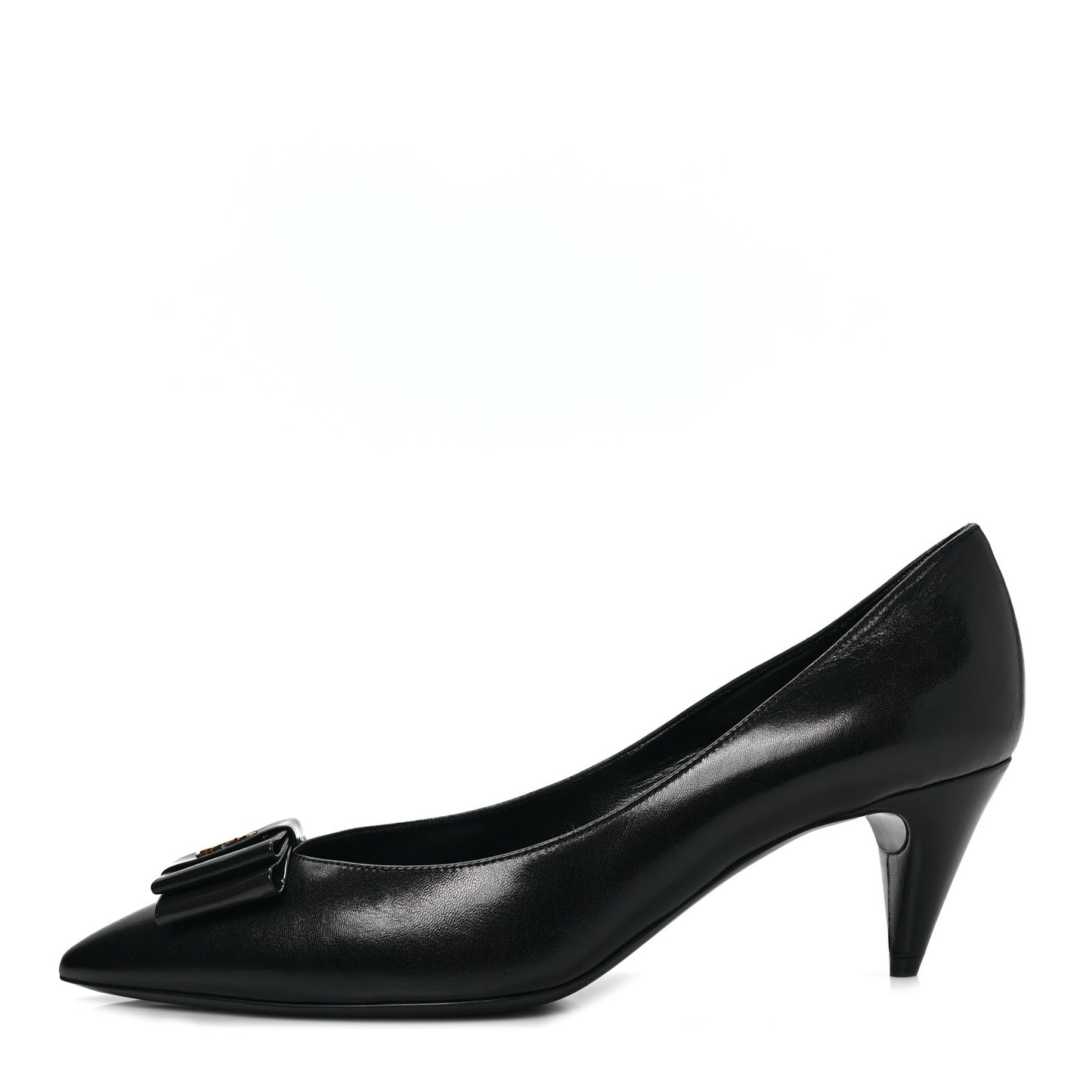 Calfskin Bow Anais Pumps 39 Black Navy