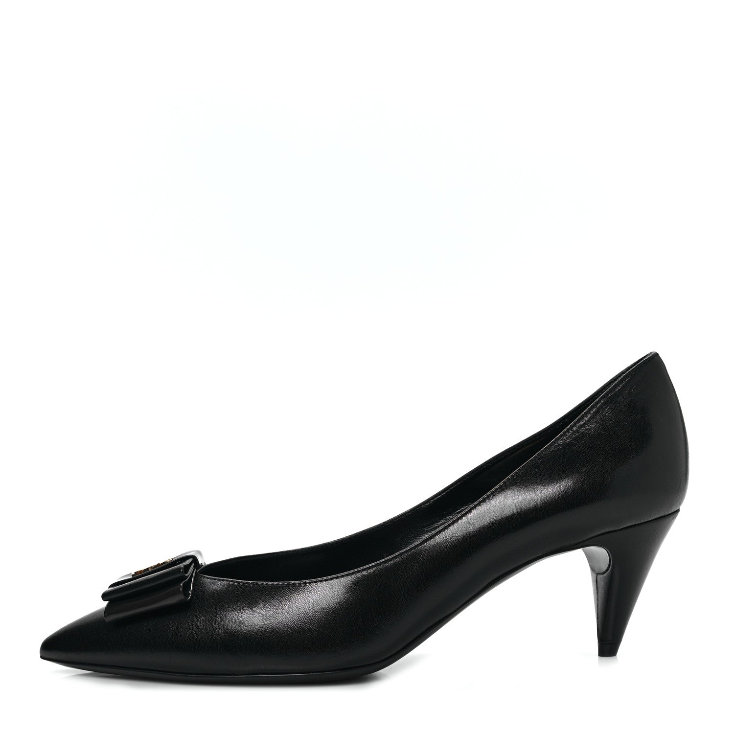 Saint Laurent Calfskin Bow Anais Pumps 39 Black Navy 1 of 9