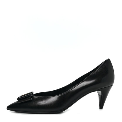Saint Laurent Calfskin Bow Anais Pumps 39 Black Navy 1 of 9