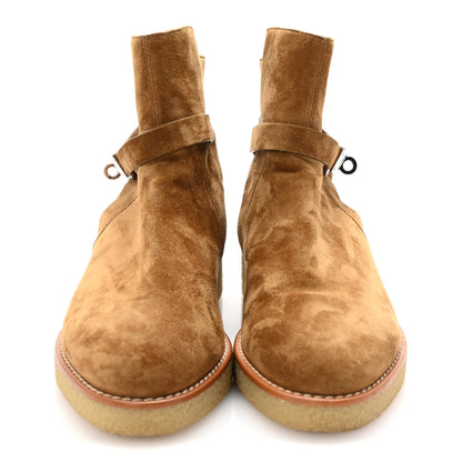 Hermes Velvet Womens Follow Low Boots 39 Brun Fume 3 of 9