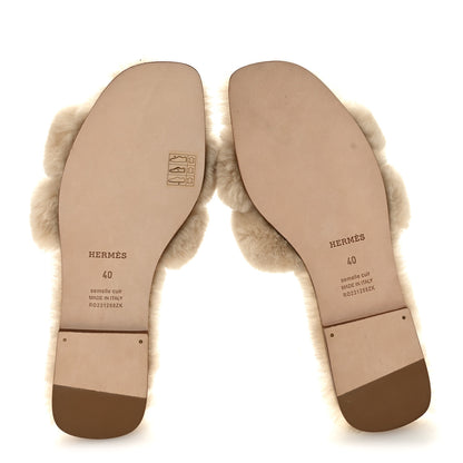 Hermes Woolskin Oran Sandals 40 Beige Argile 6 of 8